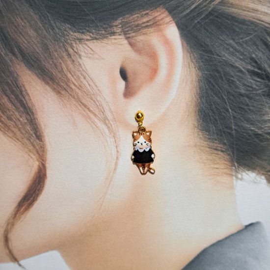 レトロ猫のピアス・イヤリング画像