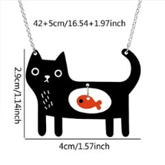 黒猫と金魚のお散歩ネックレス画像
