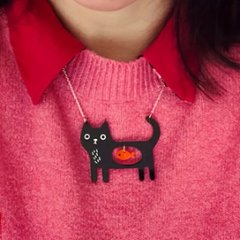 黒猫と金魚のお散歩ネックレス画像