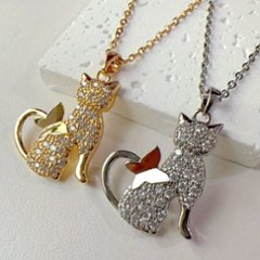 【全2色】きらめき猫シルエットネックレスの画像