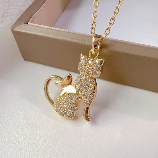 【全2色】きらめき猫シルエットネックレス画像