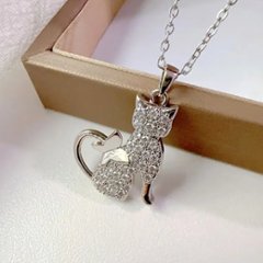 【全2色】きらめき猫シルエットネックレス画像