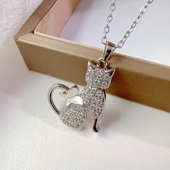 【全2色】きらめき猫シルエットネックレス画像