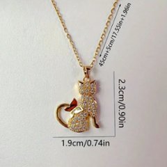 【全2色】きらめき猫シルエットネックレス画像