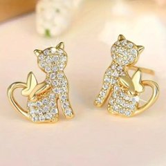 きらめき猫シルエットピアスの画像