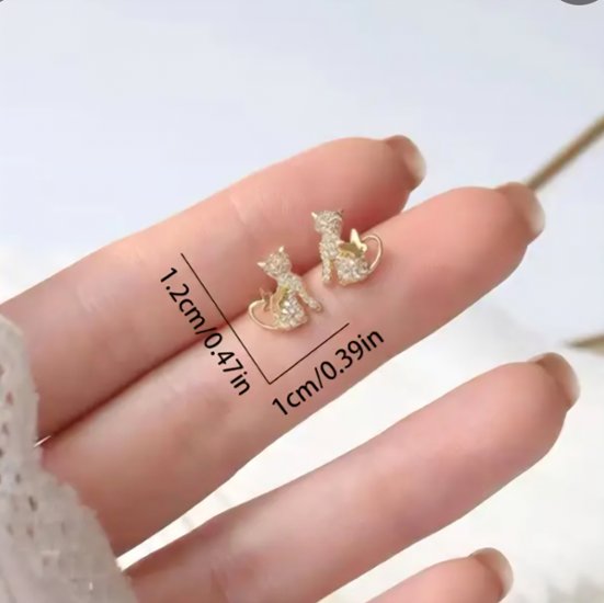 きらめき猫シルエットピアス画像