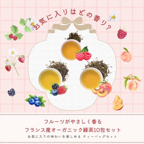 【送料無料】グルメティーシリーズ　 選べるフルーツ緑茶 10包入り画像