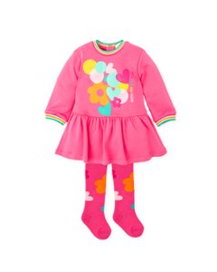 パーティー ワンピース　ピンク　タイツ付き　アガタ・ルイス・デ・ラ・プラダ　(DRESS & TIGHTS DARK RED STRAWBERRY - Agatha Ruiz de la Prada)の画像