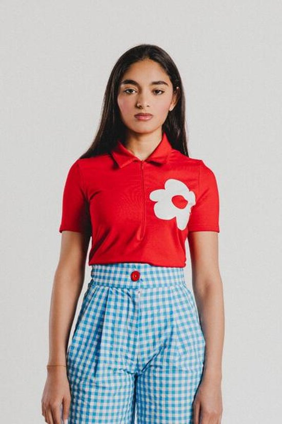 フラワーポロ　トップス- アガタ・ルイス・デ・ラ・プラダ（POLO ROJO FLORECITAS BLANCAS - Agatha Ruiz de la Prada）画像