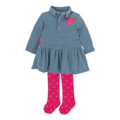 バックハートワンピース ブルー タイツ付き アガタ・ルイス・デ・ラ・プラダ　(BOLÍGRAFO DRESS & TIGHTS INDIGO - Agatha Ruiz de la Prada)の画像