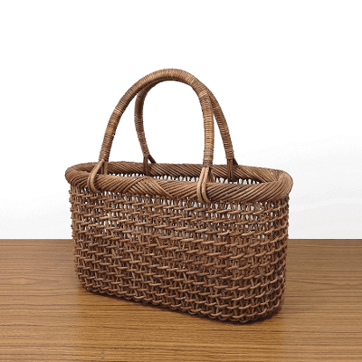 あけび-かごバッグ｜こだし編み｜中｜小判底｜浅型の画像