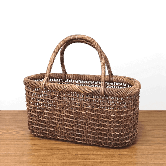 あけび-かごバッグ｜こだし編み｜大｜小判底｜浅型画像