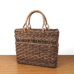 一点物｜あけび-かごバッグ｜たすき編み｜矢来編み｜中サイズ｜四角底｜薄型の画像