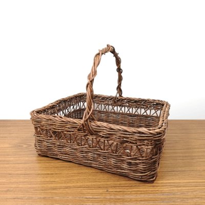 一点物｜あけびかご｜あけび蔓細工｜つるかご｜バスケット｜矢来編み｜小物入れ｜収納ボックス｜整理箱｜化粧箱｜四角底｜一本手の画像