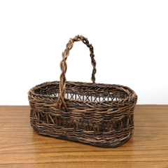 一点物｜あけびかご｜ミニバスケット｜矢来編み｜小物入れ｜菓子器｜小サイズ｜小判底｜一本手｜黒あけびの画像