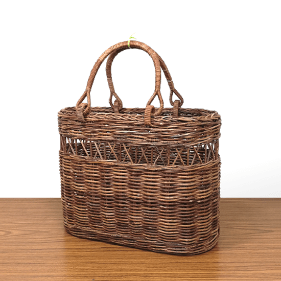割引品｜あけび-かごバッグ｜矢来編み｜中サイズ｜小判底画像