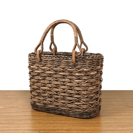 割引品｜あけび-かごバッグ｜たすき編み｜小サイズ｜小判底｜黒あけび B画像