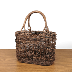 割引品｜あけび-かごバッグ｜乱れ編み｜小サイズ｜小判底の画像