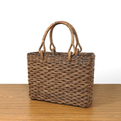 一点物｜あけび-かごバッグ｜小松編み｜中サイズ｜四角底｜薄型の画像