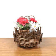 一点物｜あけびかご｜花かご｜鉢カバー｜鉢受け｜出窓飾り｜並編み｜円型の画像