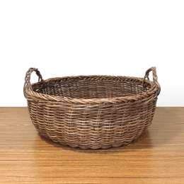 一点物｜あけびかご｜バスケット｜並編み｜大サイズ｜円型｜耳付の画像