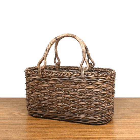 一点物｜あけび-かごバッグ｜たすき編み｜中サイズ｜小判底｜浅型画像