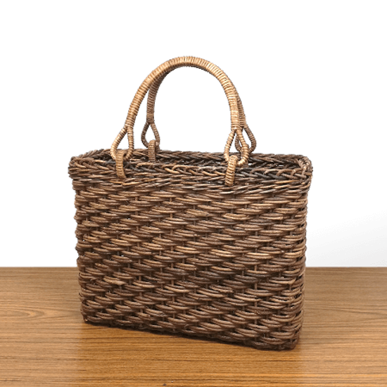 一点品｜あけび-かごバッグ｜ほら編み｜中サイズ｜四角底｜薄型画像