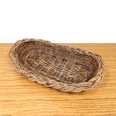 一点物｜あけびかご｜バスケット｜菓子皿｜パンかご｜並編み｜楕円形｜口広｜三つ編み止めの画像