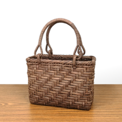 山ぶどう-かごバッグ｜国産・山葡萄｜網代編み｜小サイズ｜四角底の画像