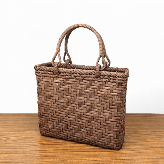 山ぶどう-かごバッグ｜国産・山葡萄｜網代編み｜中サイズ｜四角底画像