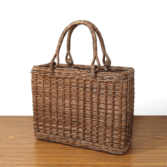 あけび-かごバッグ｜畝編み｜中サイズ｜四角底｜薄型画像