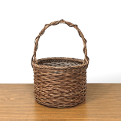 一点物｜あけび-かごバッグ｜小松編み｜中サイズ｜寸胴｜円底｜鉢カバー｜ピクニックバッグ｜一本手の画像