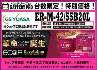 国内シェア　NO,1 GSYUASAバッテリー　ER-M-42/55B20Lの画像