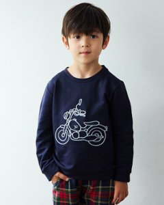 【Left/12m&18m&8A】JOMilano★ネイビーバイク刺繍スウェット(12m~10A)の画像