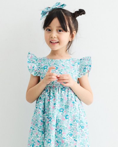 【Left/2A~4A&8A】Pukatuka★リバティベッツィドレス(Mint x Pink)(2A~8A)の画像
