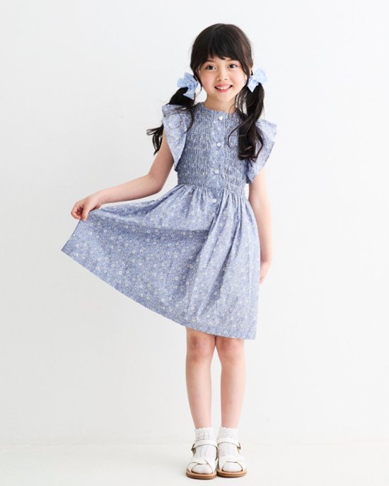 MICHELL×Pukatuka★シャーリングフロントボタンドレス(3A~8A)画像