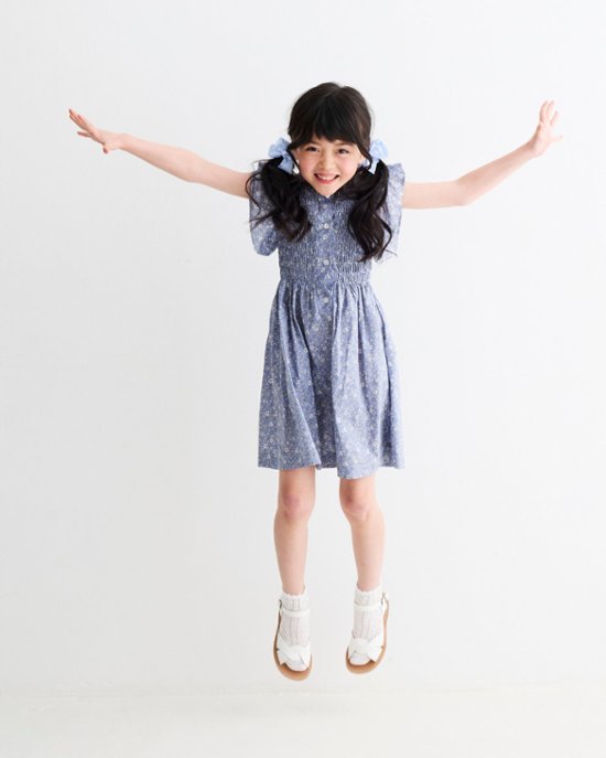 MICHELL×Pukatuka★シャーリングフロントボタンドレス(3A~8A)画像