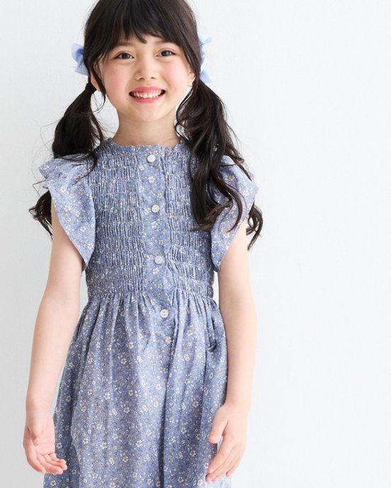 MICHELL×Pukatuka★シャーリングフロントボタンドレス(3A~8A)画像