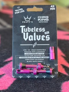 Peaty’s 「ピーティーズ」/ Tubeless Valves チューブレス バルブ 42㎜ / Punch / Peaty’s x Chris King ピーチ　ピンク画像