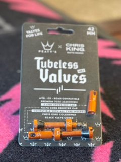 Peaty’s 「ピーティーズ」/ Tubeless Valves チューブレス バルブ 42㎜ / Mango/ Peaty’s x Chris King マンゴー　オレンジの画像