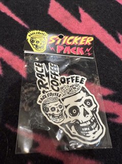 RACE COFFEE [stickers] ホワイト /レースコーヒー / ステッカー 大　/  ロゴ　スカル　の画像