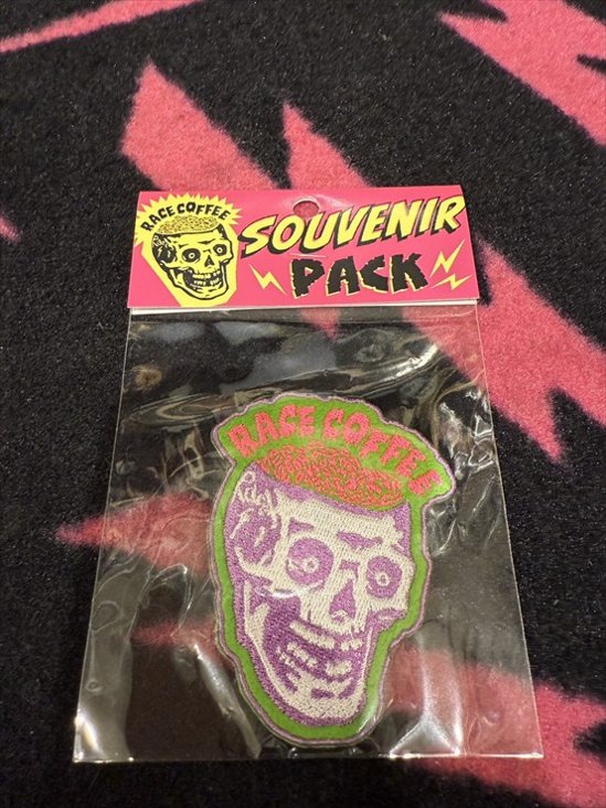 RACE COFFEE [patch] ピンクxグリーン / レースコーヒー / パッチ　ワッペン  スカル　画像