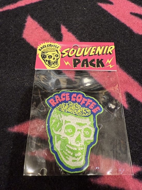RACE COFFEE [patch] グリーンxブルー / レースコーヒー / パッチ　ワッペン  スカル　画像