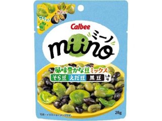 カルビー ｍｉｉｎｏミックスそら豆えだ豆黒 ２８ｇ ×12 【送料込】(一部地域別途)の画像