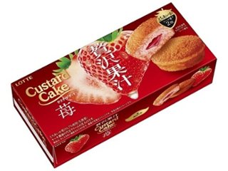 ロッテ カスタードケーキ 贅沢果汁苺６個  ×5 【送料込】(一部地域別途)の画像