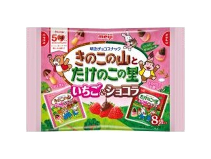 明治 きのこたけのこ いちごショコラ８袋   ×18 【送料込】(一部地域別途)画像