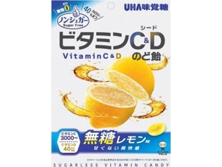 味覚糖 ノンシュガービタミンＣ＆Ｄのど飴 ７５ｇ ×72 【送料込】(一部地域別途)画像