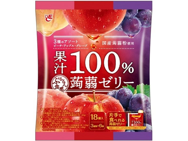 エース 果汁１００％蒟蒻ゼリー１８個 ×16 【送料込】(一部地域別途)画像