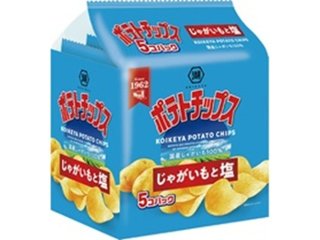 湖池屋 ５個パックポテトチップスじゃがいもと塩  ×6 【全国送料込】(沖縄・離島除く)の画像