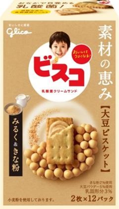 グリコ ビスコ素材の恵み大豆 みるく＆きな粉２４枚 ×5の画像